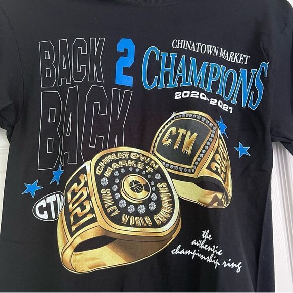 Chinatown Market Back 2 Back Championship Cotton Shirt Black Small NWT - Picture 2 of 5